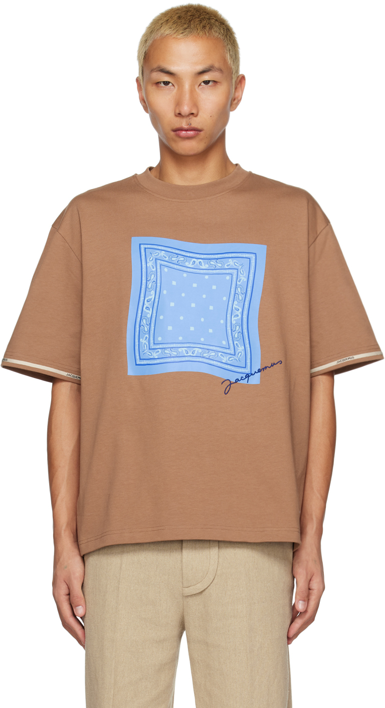 Jacquemus Graphic-print Short-sleeve T-shirt In Braun