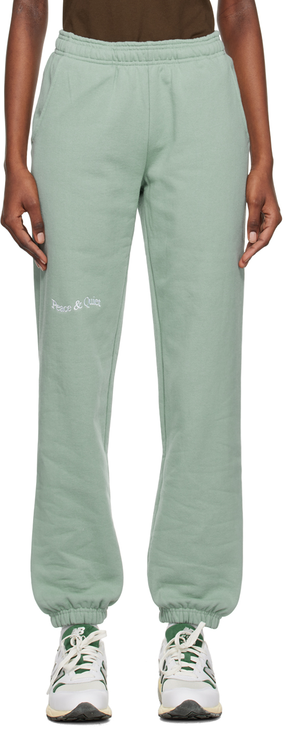 Museum Of Peace And Quiet Blue Embroidered Lounge Pants In Sage