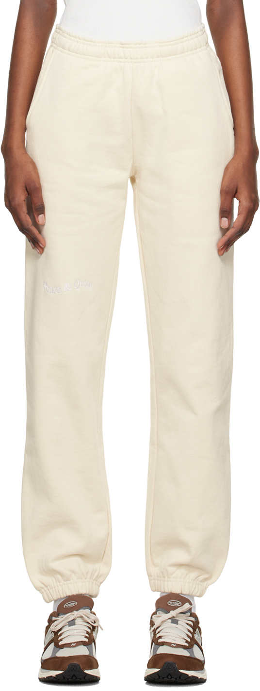 Museum Of Peace And Quiet Off-white Wordmark Lounge Pants In Sand