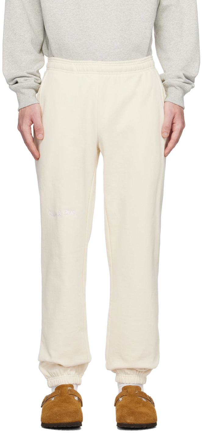 Museum Of Peace And Quiet Beige Wordmark Lounge Pants In Sand