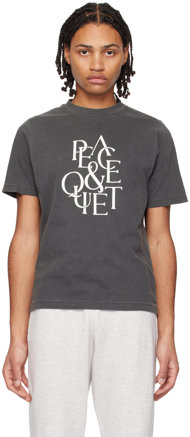 MUSEUM OF PEACE AND QUIET BLACK SERIF T-SHIRT 