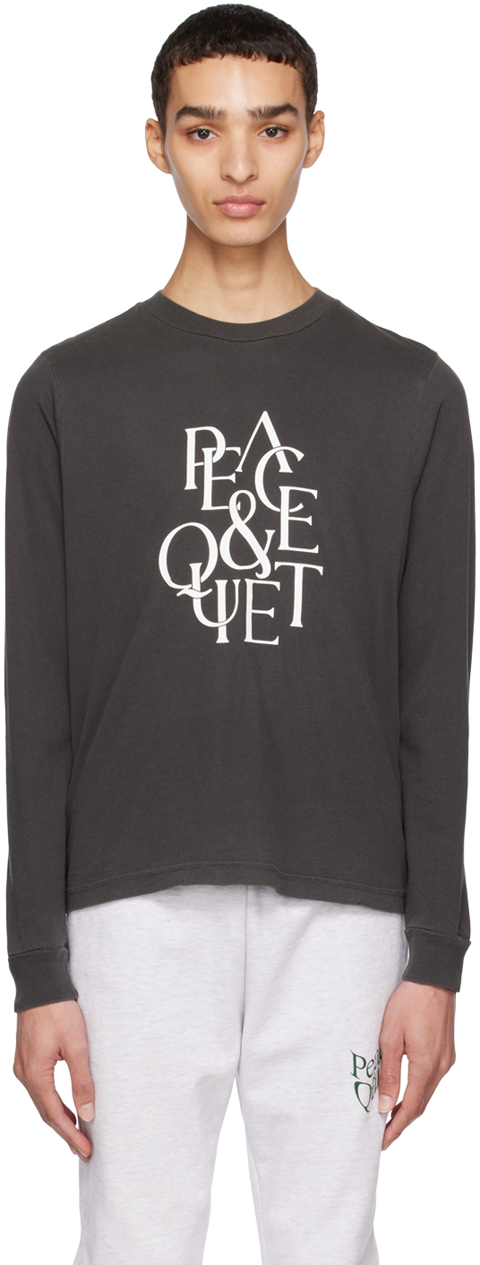 Museum Of Peace And Quiet Black Serif Long Sleeve T-shirt