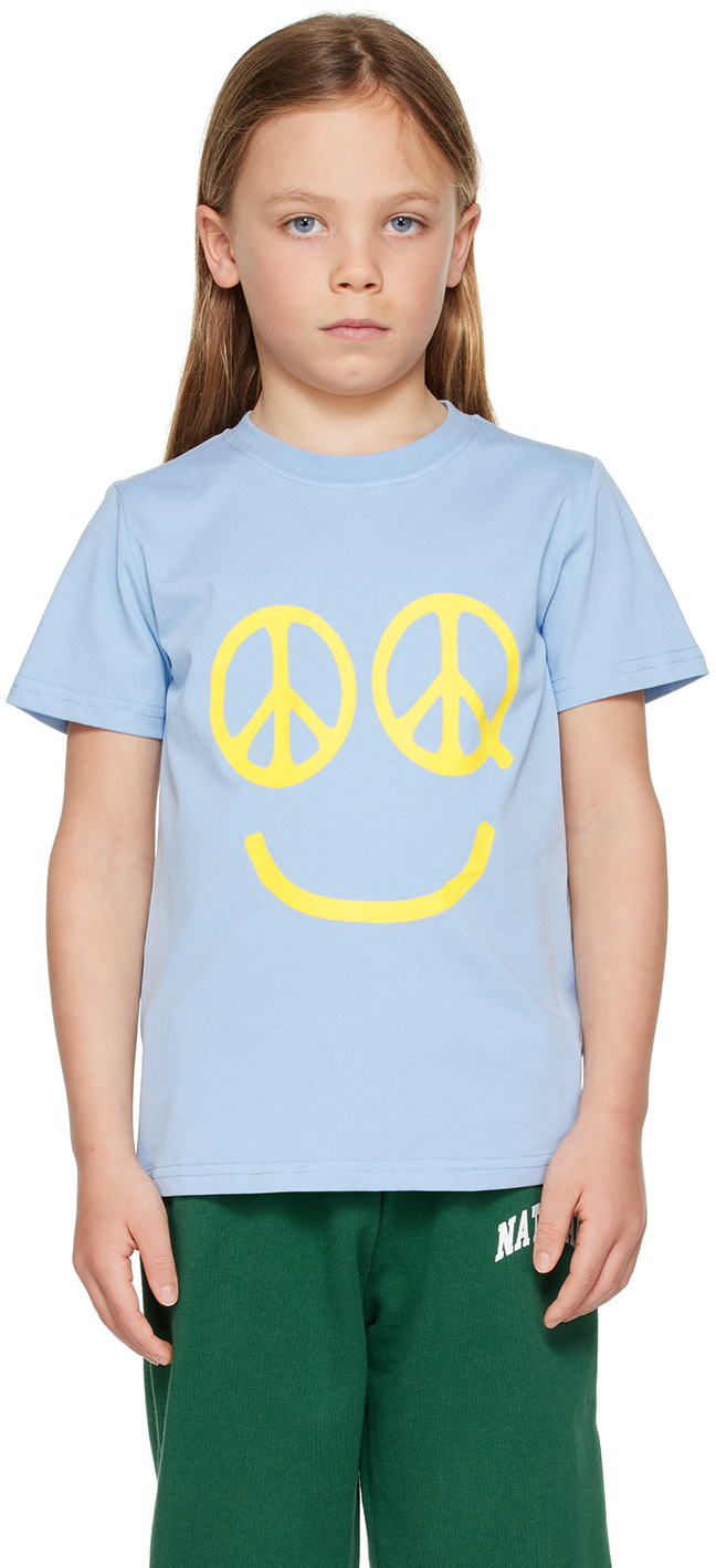 Museum Of Peace And Quiet Ssense Exclusive Kids Blue Smiley T-shirt In Baby Blue