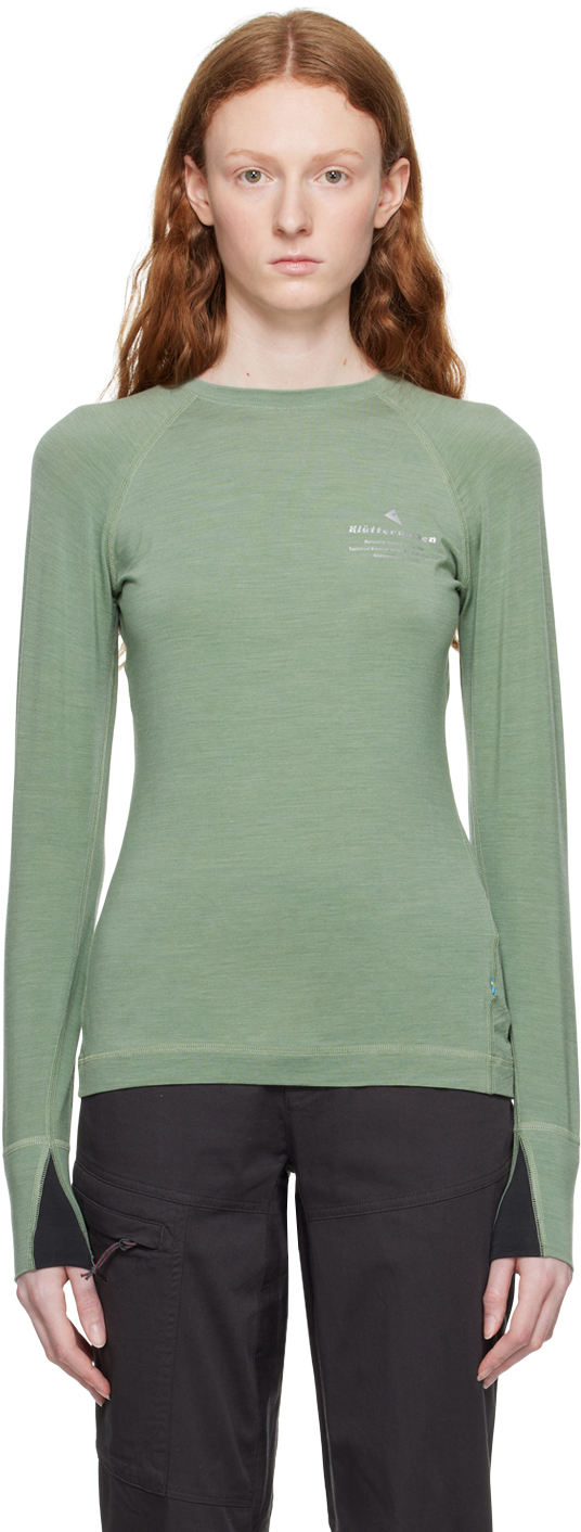 Klättermusen Green Fafne Long Sleeve T-shirt In Faded Green