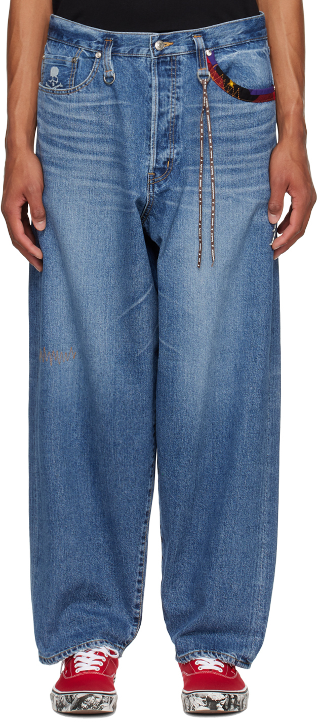 Blue Embroidered Jeans