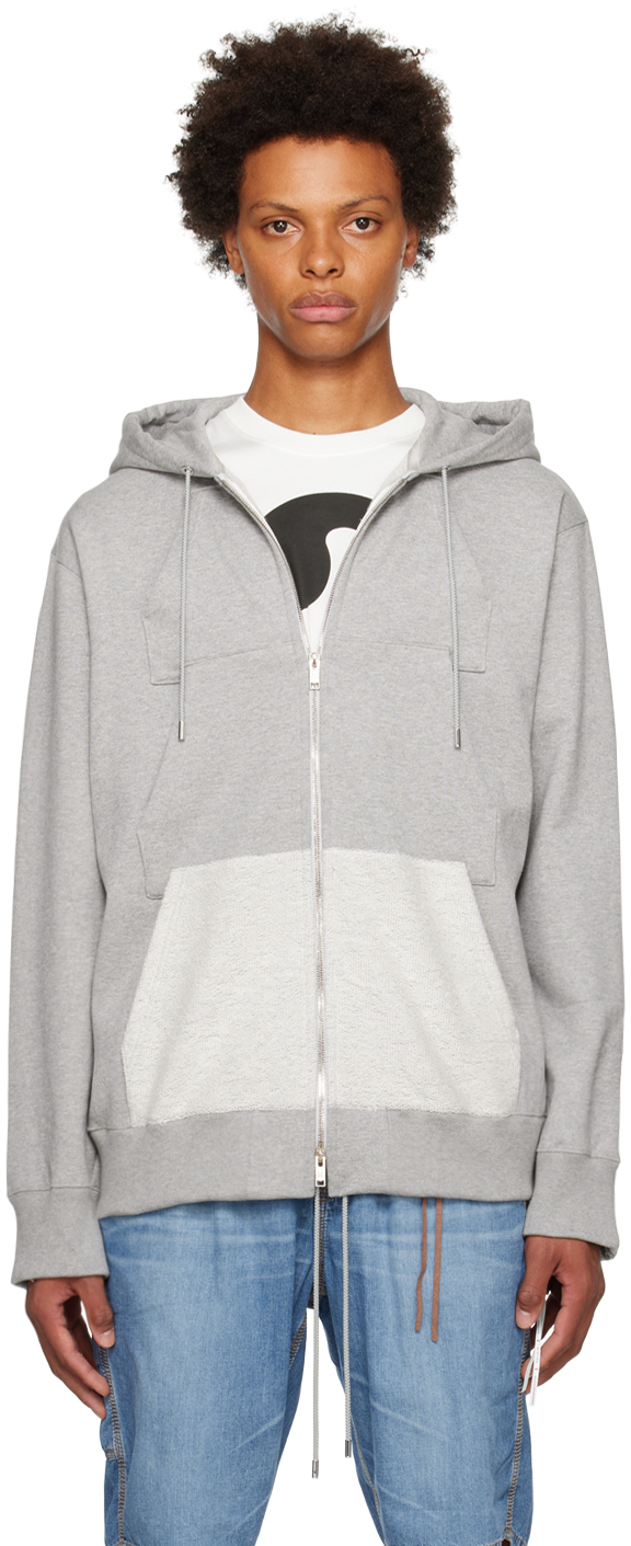 mastermind JAPAN: Gray Embroidered Hoodie | SSENSE