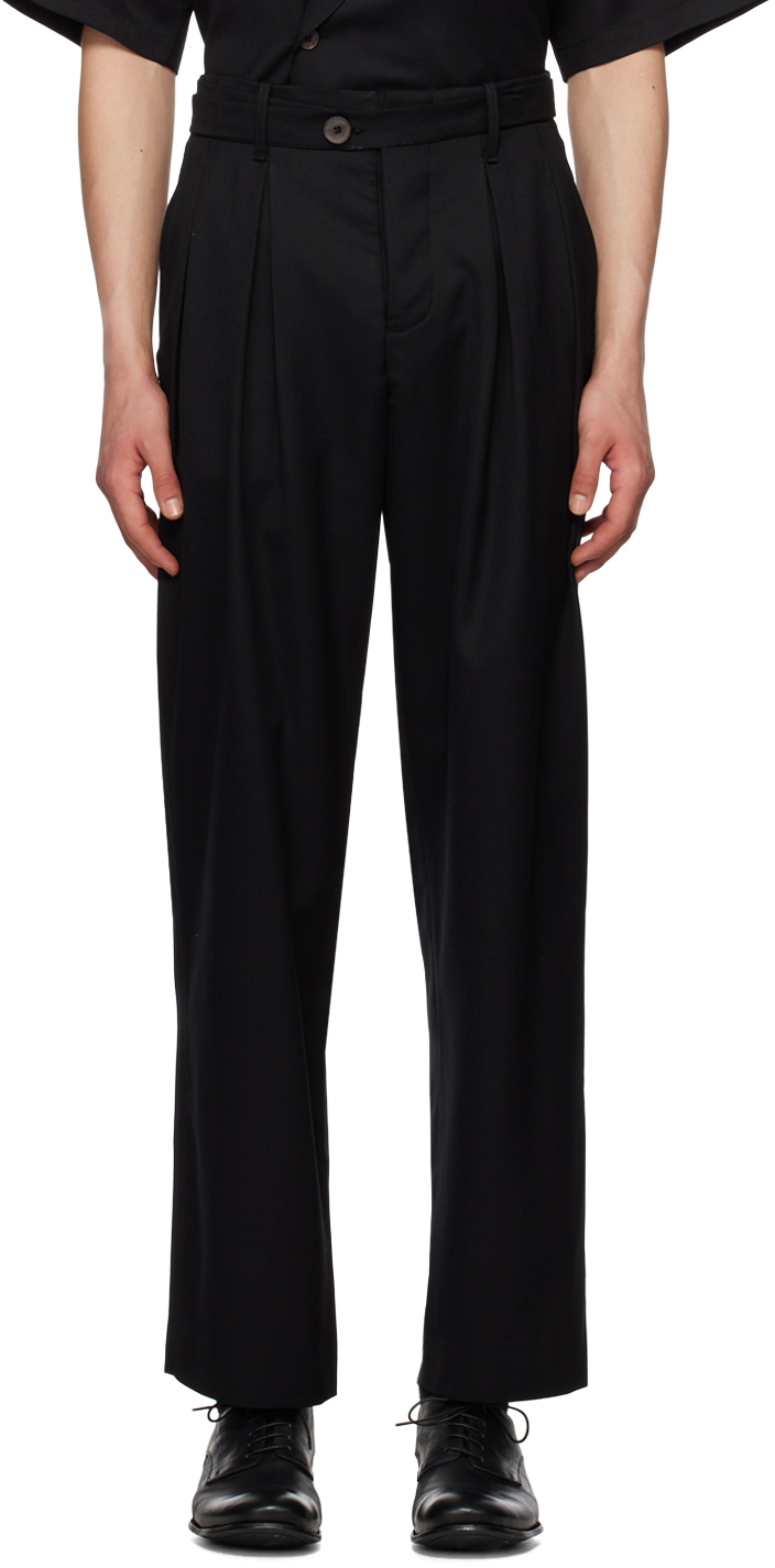 Black Grant Trousers by King & Tuckfield on Sale