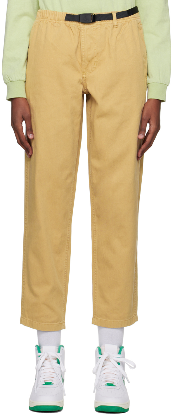 Gramicci Khaki Belted Pants In Chino