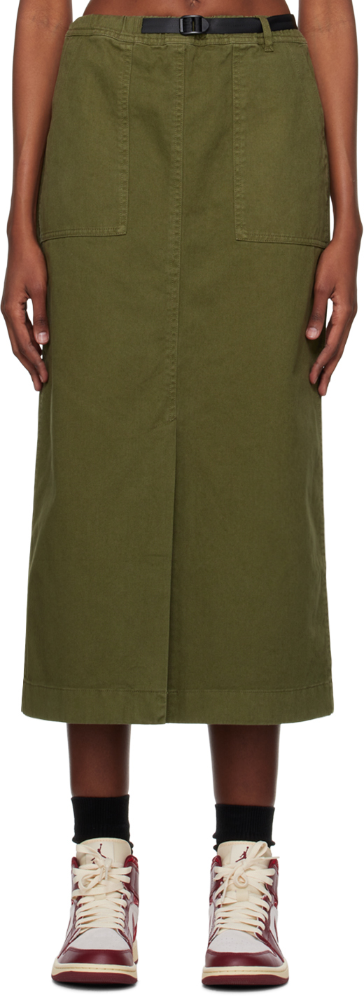 Gramicci Khaki Baker Midi Skirt In Olive
