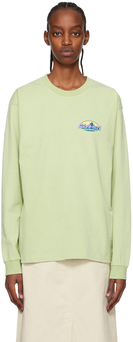 Gramicci Green Summit Long Sleeve Top In Smoky Mint Pigment