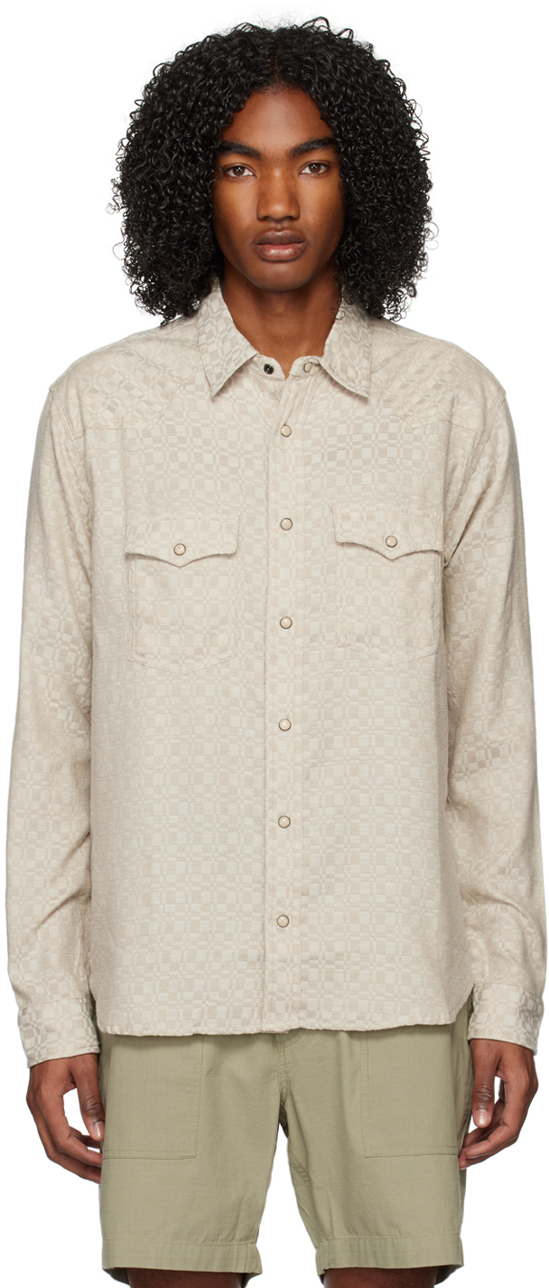 Beige Overshot Western Shirt by Corridor on Sale