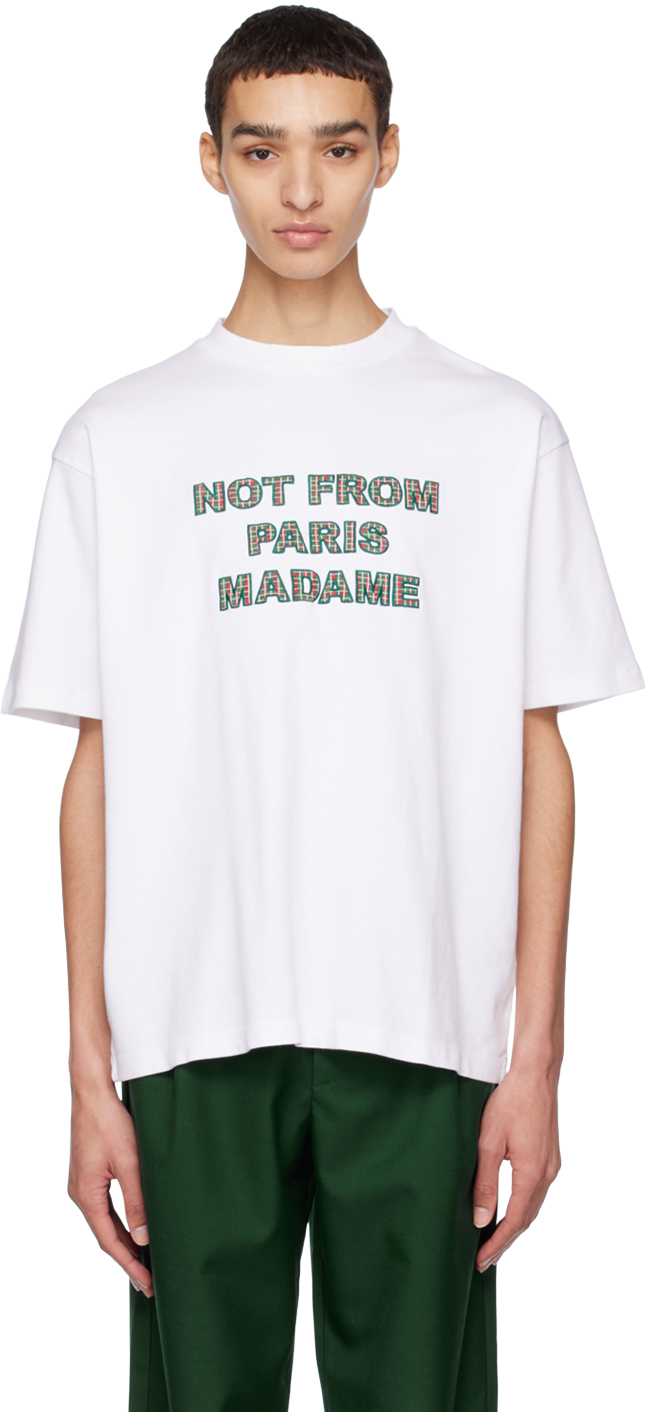 Drôle De Monsieur White 'le T-shirt Slogan Tartan' T-shirt