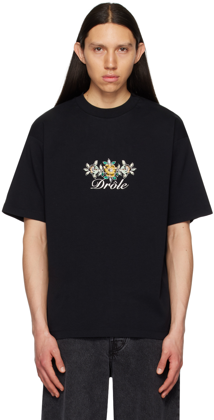 Shop Drôle De Monsieur Black 'le T-shirt Drôle Fleuri' T-shirt