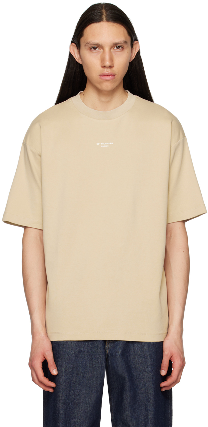 Drôle De Monsieur: Beige 'Le T-Shirt Slogan' T-Shirt | SSENSE