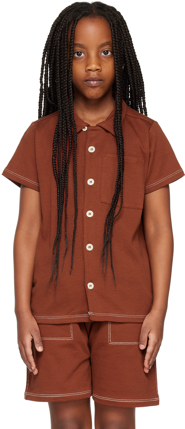 Kids Brown Button-Down Shirt