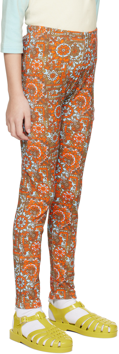 Misha And Puff Kids Multicolor Printed Leggings In Tarragon Medallion 2