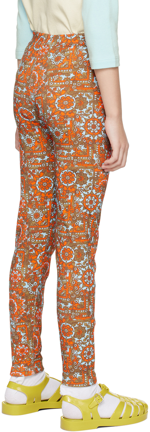 Misha And Puff Kids Multicolor Printed Leggings In Tarragon Medallion 2