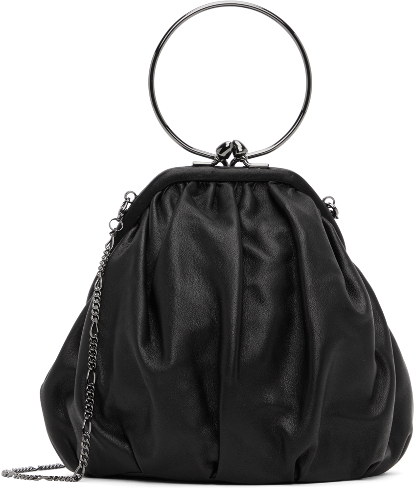 Yohji Yamamoto Black Discord Leather Bag In 1 Black