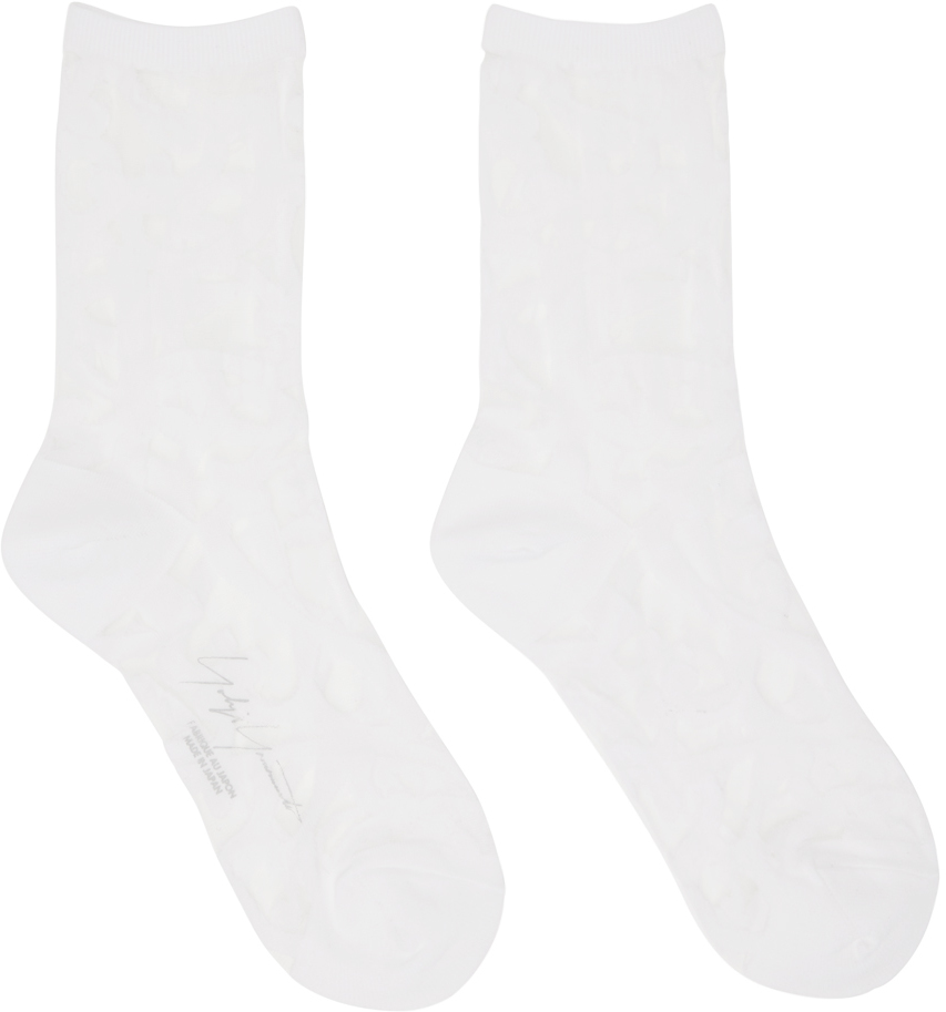 Yohji Yamamoto White Transparent Socks In White/white