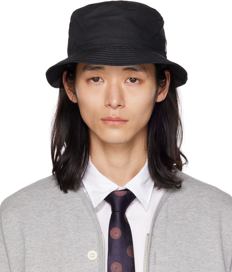 Black New Era Edition White Dahlia Motif Bucket Hat by YOHJI YAMAMOTO ...