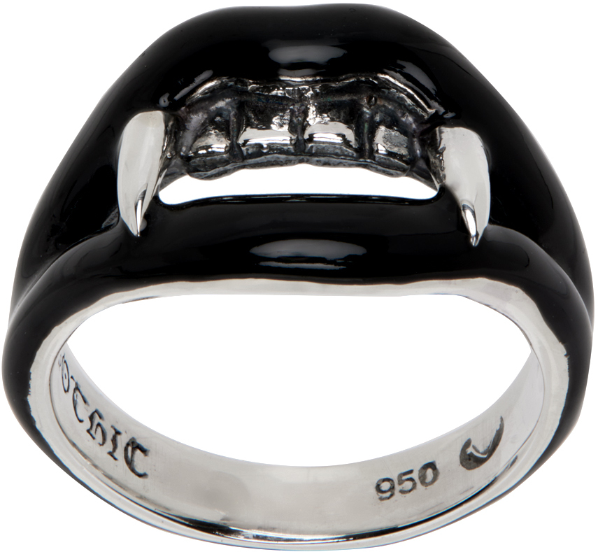 Yohji Yamamoto Black Vampire Fang Ring In 1 Silver