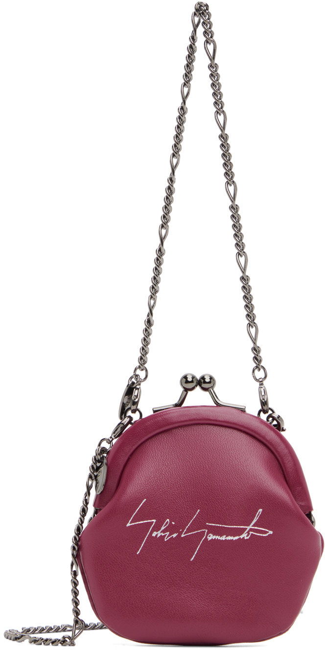 ショルダーバッグ・ポシェット YOHJI YAMAMOTO DISCORD COIN NECKLACE SHEEP SKIN BORDEAUX Yohji Yamamoto Burgundy Discord Leather Coin Pouch In 3