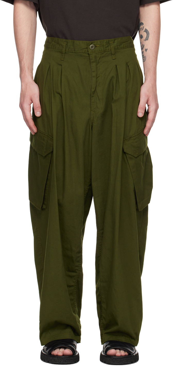 Yohji Yamamoto: Khaki Pleated Cargo Pants | SSENSE Canada