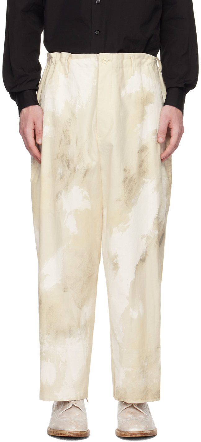 Yohji Yamamoto Off-white Printed Trousers In 1 Ivory