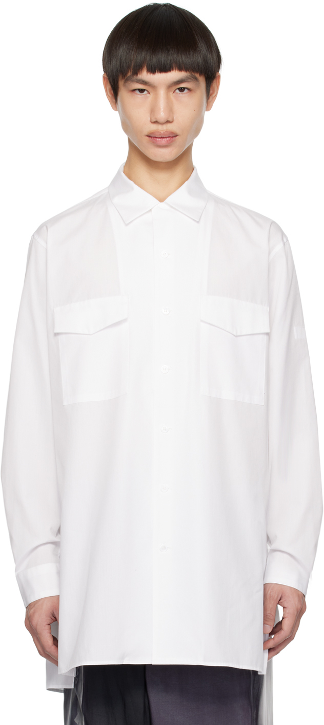 Yohji Yamamoto 盖袋棉衬衫 In White