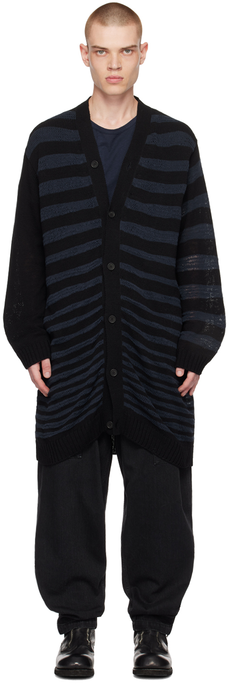 Black & Navy Striped Cardigan