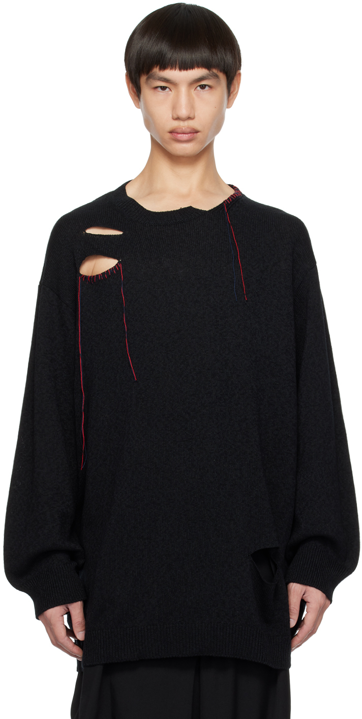Yohji Yamamoto Black Embroidered Sweater In 1 Black