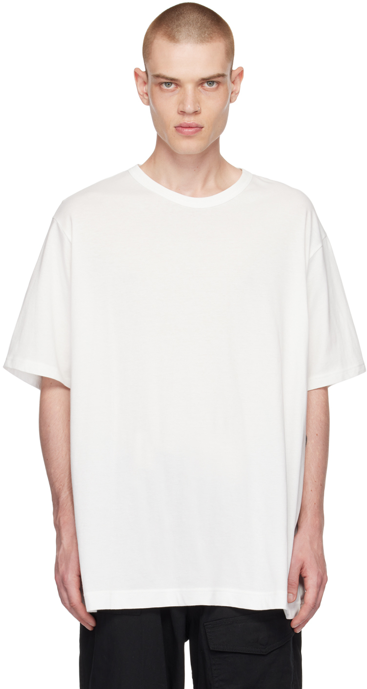 Shop Yohji Yamamoto Off-white Crewneck T-shirt In 1 Off White