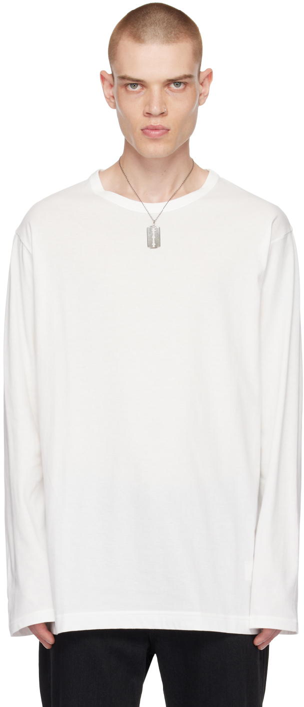 Yohji Yamamoto White Crewneck Long Sleeve T-shirt