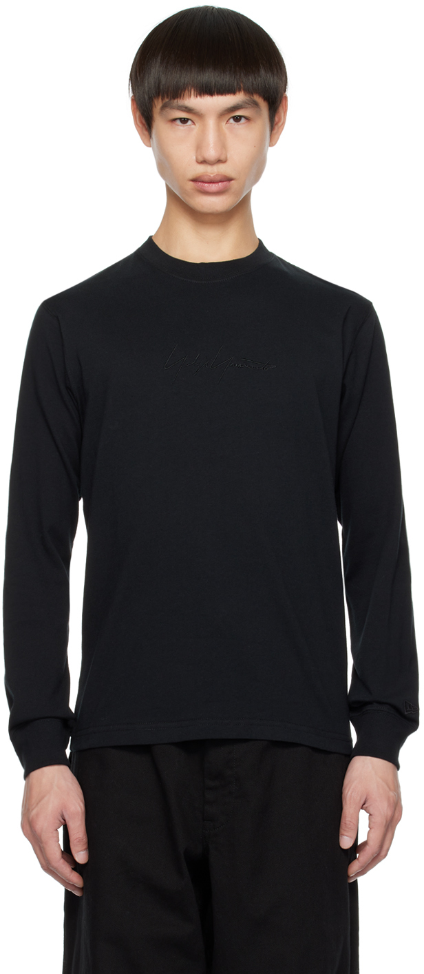 Shop Yohji Yamamoto Black New Era Edition Printed Long Sleeve T-shirt In 1 Black