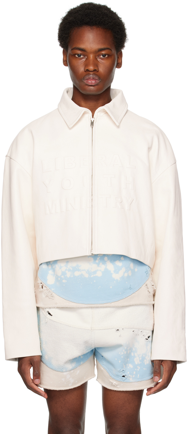 Liberal Youth Ministry White Embossed Leather Jacket In 1 White