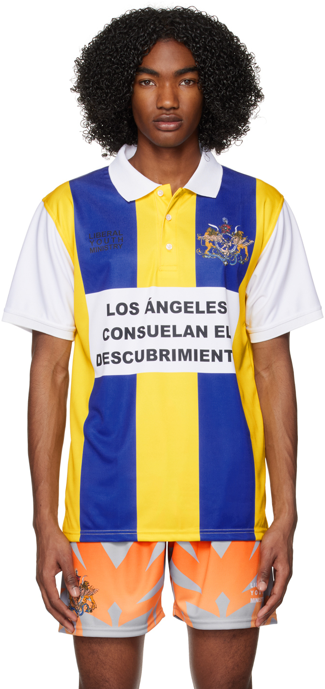 Liberal Youth Ministry Blue & Yellow Striped Polo