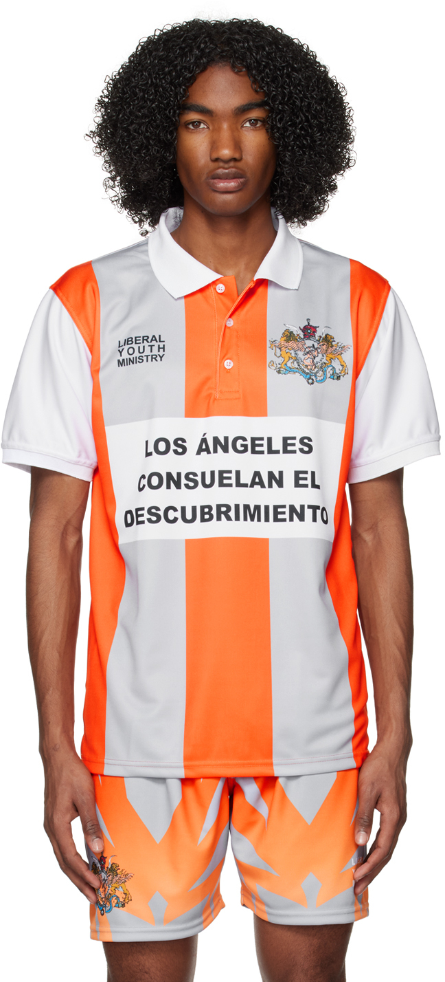 Liberal Youth Ministry Orange & Gray Striped Polo