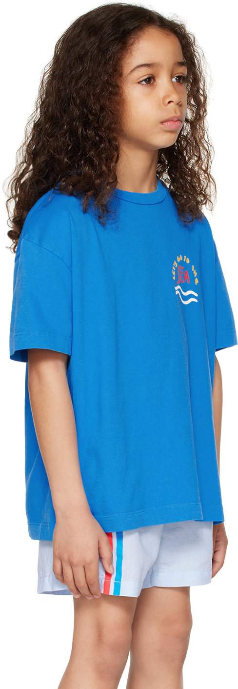 Shop Bonmot Organic Kids Blue 'underwater Life' T-shirt In Fresh Blue