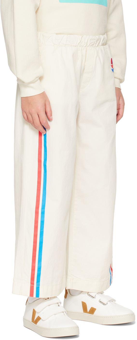 BONMOT ORGANIC KIDS OFF-WHITE SIDE STRIPE TROUSERS