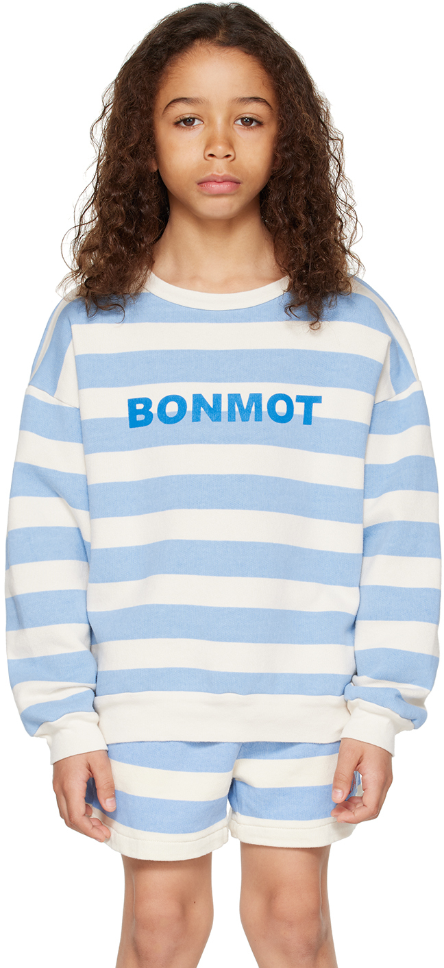 Bonmot Organic Kids Blue Striped Sweatshirt In Light Blue