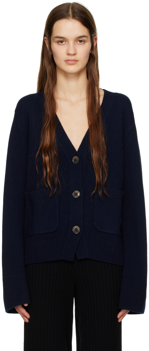 Lisa Yang Danni V-neck Knitted Cardigan In Na Navy