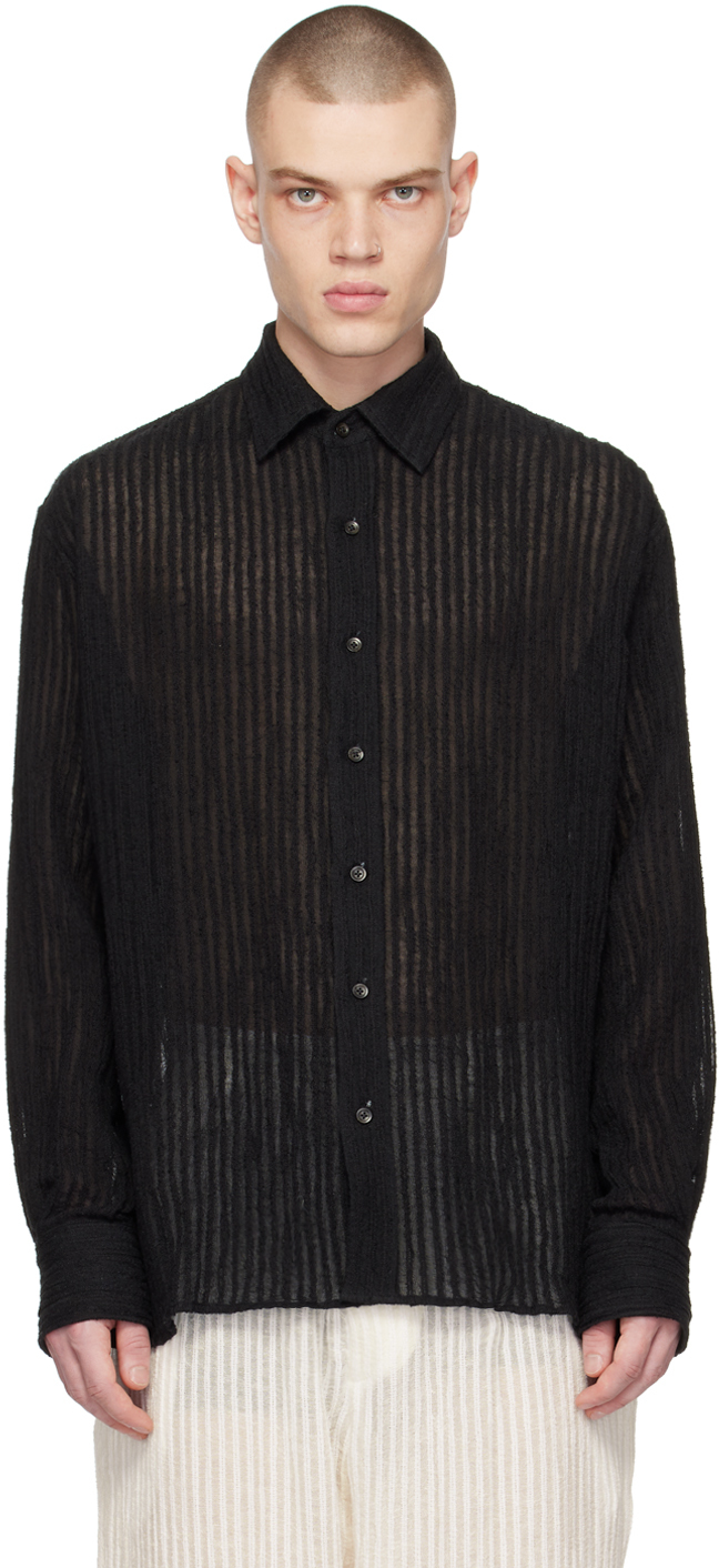 Commas Sheer-stripe Shirt In Black | ModeSens