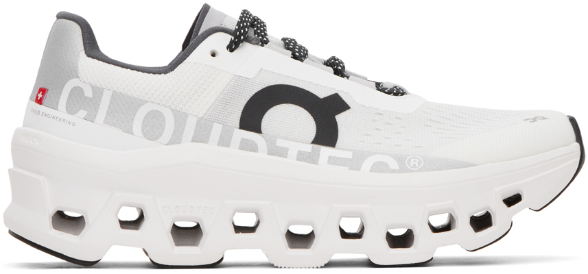 On White Cloudmster Sneakers In Undyed-white / White
