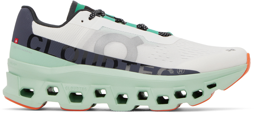 On White & Green Cloudmonster Sneakers
