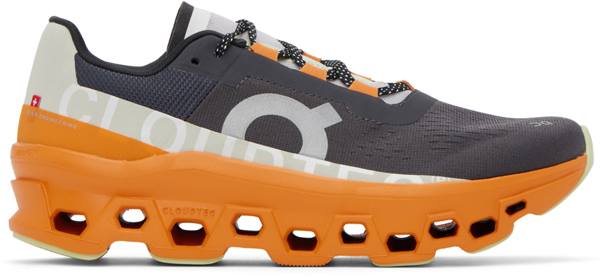 On Gray & Orange Cloudmonster Sneakers