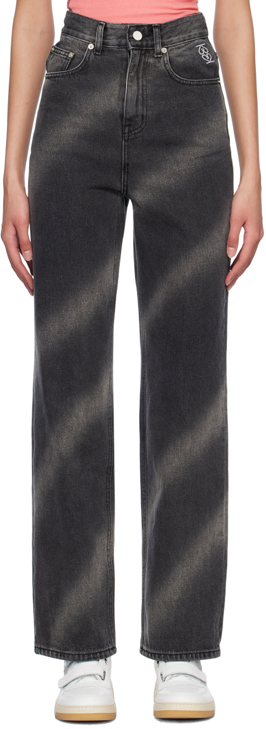 Kijun Gray Airbrushed Jeans In Charcoal