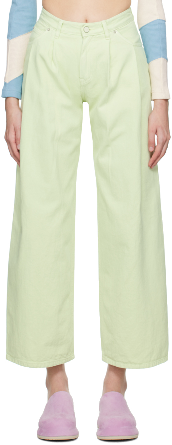 Kijun Green Pleated Trousers In Lime