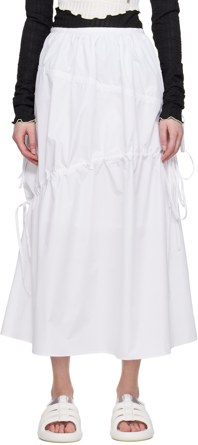 Kijun White Drawstring Maxi Skirt SSENSE