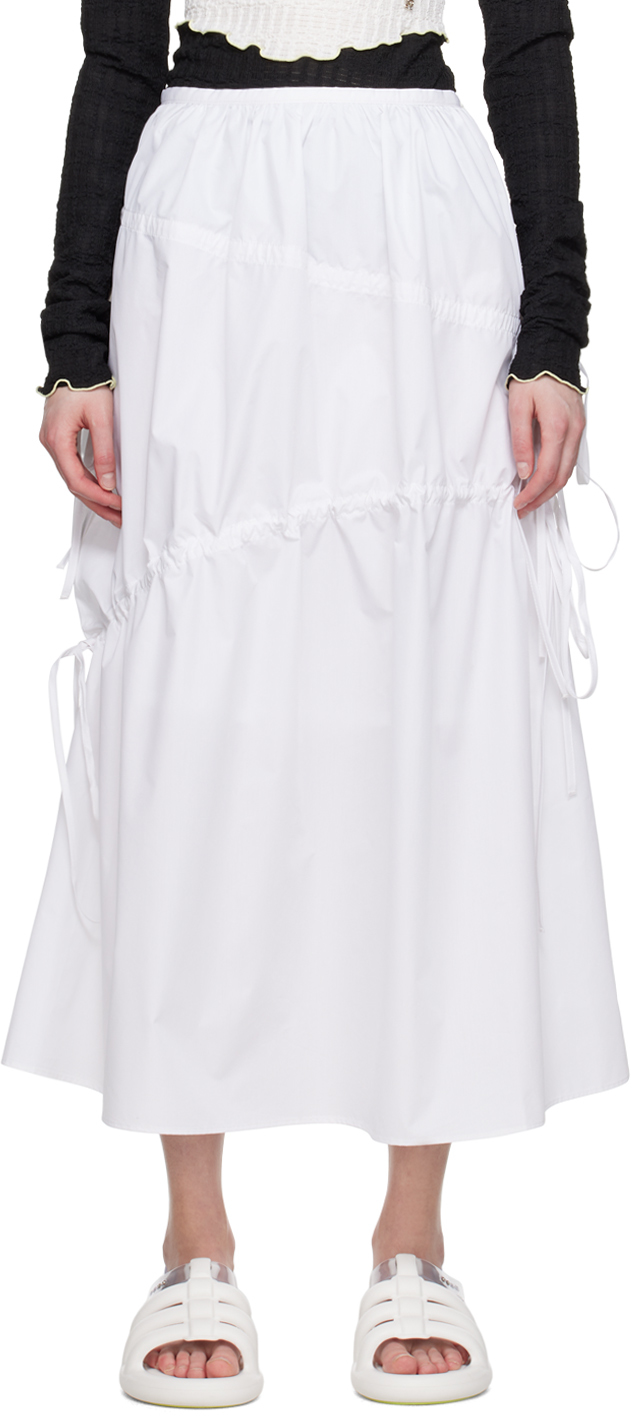 Kijun White Drawstring Maxi Skirt