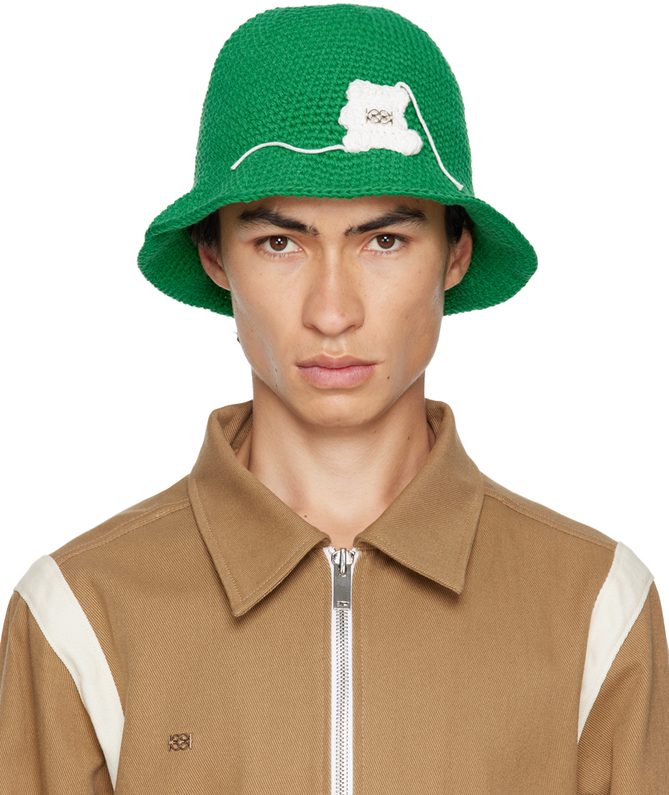 Kijun Ssense Exclusive Green Baby Bear Bucket Hat